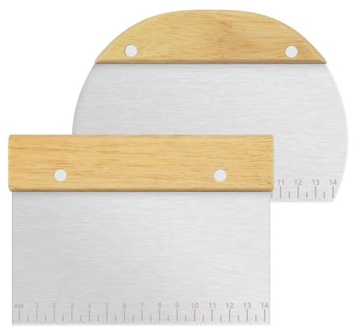 Vicloon Cortador de Pizza de 2 Piezas, Cortador de Pizza, Juego de Tarjetas para Masa, Cuchillo para Masa de Acero Inoxidable, Raspador de Masa de Plástico, Cuchillo para Masa de Pastel, Pizza