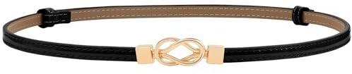 VONMELLI Cintura Donna in Pelle Pu Moda Regolabile Cintura Sottile per Abiti Eleganti con Oro Cintura Vita Alta Donna Gioiello per Vestito Pantaloni Jeans Nero
