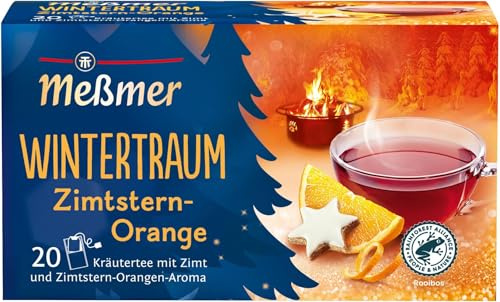 Meßmer Wintertraum | Kräutertee mit Zimt und Zimtstern-Orangen-Aroma | 20 Teebeutel | Vegan | Glutenfrei | Laktosefrei (Packung mit 5)
