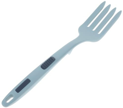 Cabilock Silicone Cooking Fork Large Kitchen Utensil Pasta Fork Heat Resistant Sturdy Home Cooking Tool for Stirring Spaghetti and Fried Noodles in Lake Blue