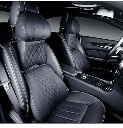 Auto Lendenwirbelstützkissen Auto Kopfstütze Aus Leder, Lordosenstütze, Memory Foam, Auto-Nackenkissen, Rückenkissen, Sitz-Taillenstützen, Auto-Innenausstattung Lendenkissen Auto(Lumbar support 1-B)