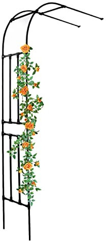 Metall-Gartenbogen zur Wandmontage, Kletterpflanze, halbrund, Rosen-Pergola-Laube für Rasen/Hinterhof, schwarz, 2, 4 x 2, 4 x 0, 4 m
