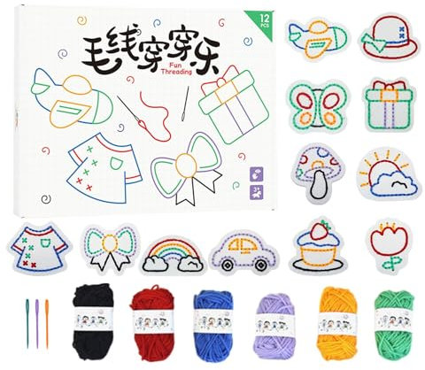 Zuasdvnk Stricken Spielzeug für Kinder, Kinderschnürung Spielzeug | Fun handgefertigtes Threading -Kit,Nicht gewebte Muster, Lernaktivitäten, Bildungsstickspiele, Feinmotorikspiel für und Mädchen