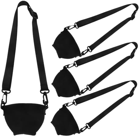 INOOMP Wine Goblet Lanyards Neoprene Insulated Wine Glass Holder Adjustable Neck Strap Large Black Stemmed Glasses Lanyards Set for Festival Parties and Outdoor Drinking 4pcs