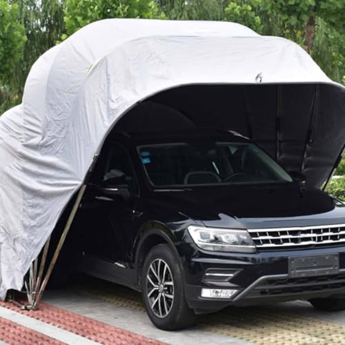 Toldo retráctil Plegable para Coche, cochera de Acero Inoxidable con Cerradura de combinación metálica, Garaje portátil Resistente, para Aparcamiento de Camiones(White,6.4x2.8x2.65m)