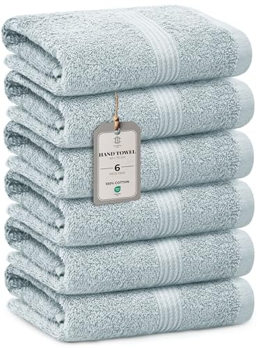 HomeBurg Luxe set med 6 handdukar – mjuk bomull, hög absorptionsförmåga, snabbtorkande, lättskötta, 40×70 cm, Isblå