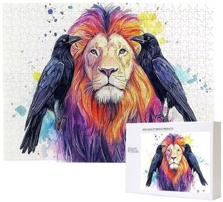 Puzzle 1000 Teile Erwachsene Krähe Löwe, Impossible Klassische Jigsaw Puzzles 75 x 50cm, Geschicklichkeitsspiel für die ganze Familie, Puzzle farbenfrohes Legespiel Home Dekoration Geschenk k-829