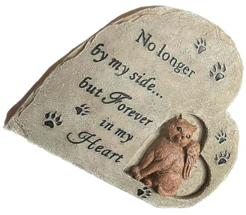 TOYANDONA Pierre Commémorative Chat Résine Statue Tête de Chat Forme de Cœur Ornement Funéraire Animal de Compagnie pour Jardin et Intérieur Souvenir Animal Fidèle