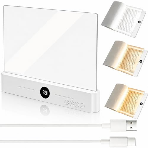 Shengruili Smart LED Book Light,Book Light,Leselampe Buch mit 3 Farben und Timer,Tragbare Flaches Leselicht,Book Lamp,Augenschutz Leselicht Buch Buchseite Licht,Zum Lesen Im Bett Bei Nacht