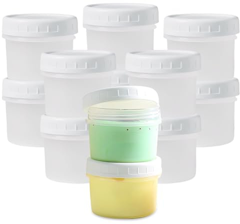 SZMK 12 PCS Contenitori per Alimenti Plastica 160 ML,Contenitori Freezer con Coperchio Piccoli,Vasetti Yogurt Impilabili,Contenitore Ermetico per Congelatore Riutilizzabili per Yogurt, Frutta