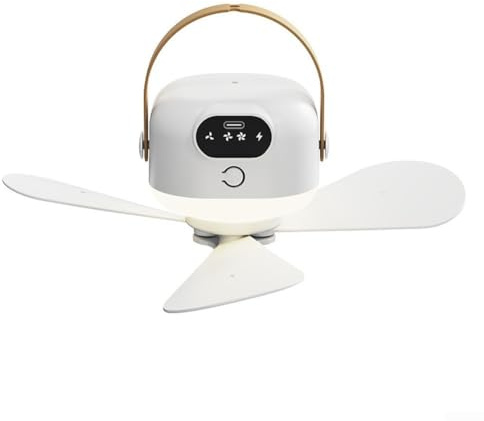 HavenlyCove Ventilateur de plafond USB portable avec télécommande sans fil pour tente de camping, dortoir, chambre à coucher, ventilateur avec veilleuse et moteur CC silencieux sans balais