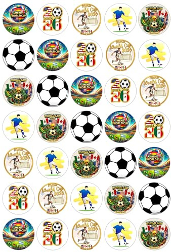 Men's World Cup 2026 Party Pack - Edible Cupcake Toppers - Wafer or Icing - Football Competition Themed Celebration Cake Decorations for Cupcakes, Cookies, Brownies, Muffins & More!
