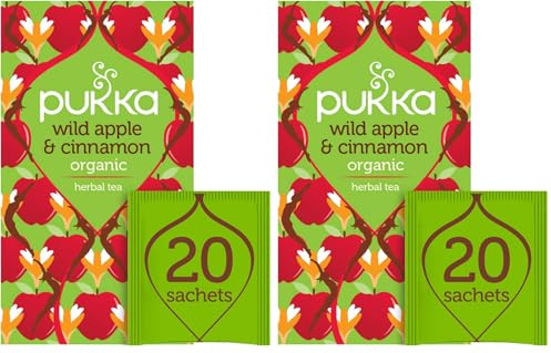 Pukka Tisane, Wild Apple & Cinnamon, Tisana Biologica Con Mela Selvatica e Cannella, Con Ingredienti 100% Naturali, Per Ogni Momento della Giornata, 20 Filtri (Confezione da 2)