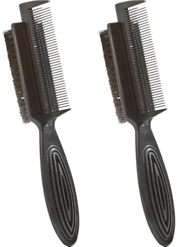 FESTFENDS Cepillo para Cardar el Cabello Doble Cara 2piezas Cerdas de Nylon y Mango Abs Resistente Adecuado para Barbería y Salón Profesional