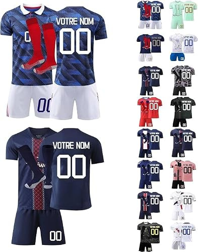 FUXINGHUAYA Maillot de Foot Personnalisé Coupe du Monde 2026, Maillot Equipe de France Foot Soccer Kits Football Strips Enfant et Adultes avec Nom Numéro Shirts Short avec Chaussette Gifts