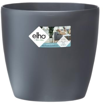 elho Brussels rund Rollen 35cm Blumentopf - Anthracite | Ø 35 x H 33 cm | Für den Innenbereich geeignet | 100 % recycelter Kunststoff