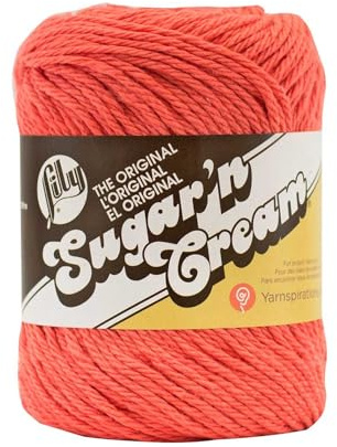 Lily Sugar 'N Cream The Original Solid Yarn, 2.5oz, Medium 4 Gauge, 100% Cotton - Tangerine - Machine Wash & Dry