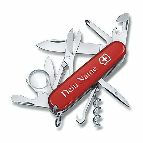 Taschenmesser EXPLORER mit Wunsch Druck auf der Schale I Geschenk für Männer Frauen I zum Geburtstag I Schweizer Taschenmesser personalisiert mit 16 Funktionen 1.6703