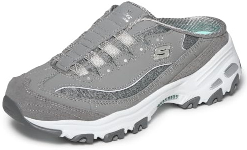Skechers Women's D'lites Resilient Slip-On Mule Sneaker, Gray/White, 6