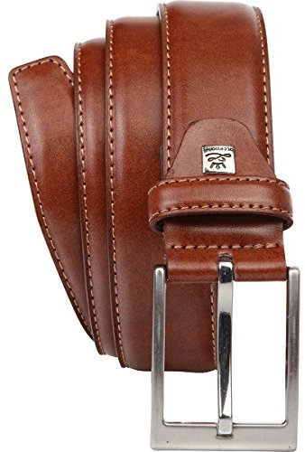 LINDENMANN Leder-Gürtel Herren 35 mm breit, Gürtel Herren Vollledergürtel, cognac/grau/weiss, Größe/Size:Bundweite 115 cm Gesamtlänge 130 cm W 45.3 XXL, Farbe/Color:braun
