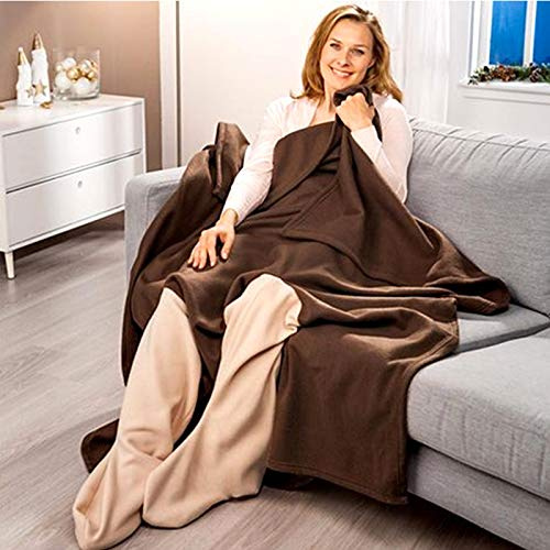 HAC24 2X TV Decke mit Beinaussparungen Doppelpack Ärmeldecke Kuscheldecke Sofadecke