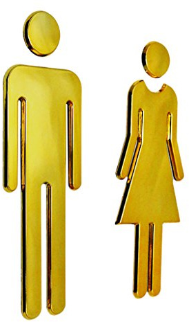 LOVIVER Paar Damen Und Herren WC Schild Türschild Toilettenschild , Gold