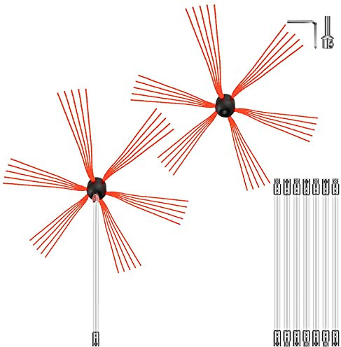 VEVOR Brosse de Cheminée de 8 Mètres Kit de Ramonage avec Une tête de Bross Supplémentaire en Nylon pour Poêle à Pellet pour Nettoyer Cheminées en Métal ou en Brique