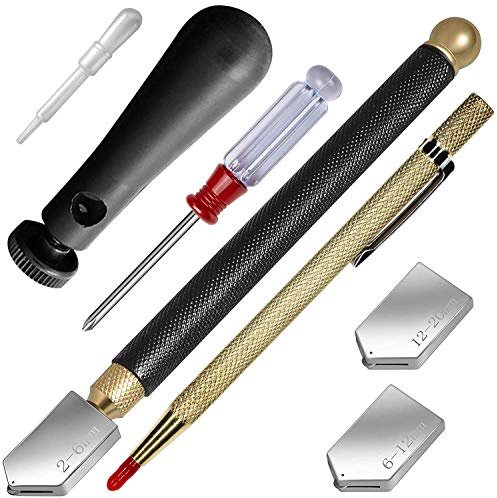 YYWEi Glasschneider Glas Cutter 2-20 mm Professionelle Glas Schneider Öl-Feed Cutter Glasschneidkopf Diamantschneider mit 3 Glasschneidkopf für Glass Akkurate Schnitte Flaschen