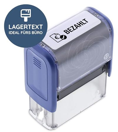 stempel-fabrik – “BEZAHLT” Selbstfärbestempel – Lagertextstempel zur Kennzeichnung von Rechnungen und anderen Dokumenten – präziser Textstempel ideal für Buchhaltung & Co (47 x 17 mm | 1 Zeile)