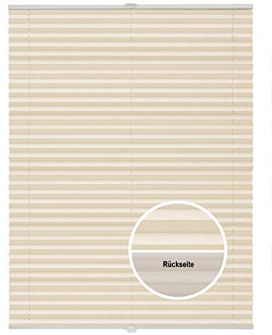 ondeco Plissee Thermo ohne Bohren mit Klemmträger,Sonnenschutz für Fenster innen, lichtschutz und Blickdicht, Faltrollo Sichtschutz für Tür, Jalousie Rollo leicht verdunkelnd Hellapricot 45x130 cm