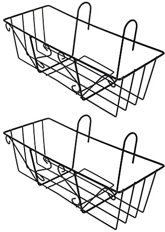 YARNOW 2 Stücke Balkongeländer Blumentopf Halterung Balkon Geländer Topf Metall Blumentopfhalter Eisen Blumenständer Blumenregal Pflanzenregal Korb für Hängetopf Blumenkasten Pflanztopf Ständer