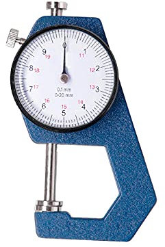 Flachkopf-Zifferblatt-Dickenmessgerät 0-20mm Lederpapierdickenmessgerät Tester Genauigkeit 0,1mm Messwerkzeug