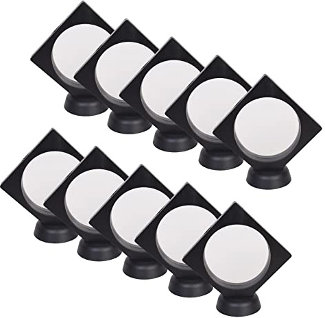 Bleiou 10 Stück 3D schwebender Display Rahmen Ständer Halter Münzchip Schmuck Pin Display Ständer Box (schwarz, 11,4 x 11,4 x 1,9 cm) Stil B