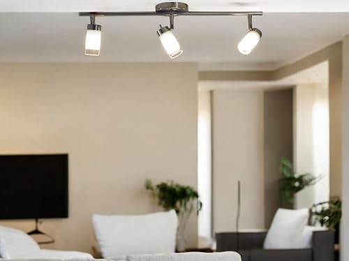 Dapo Strahler-Spot-Leuchte Chrom mit Glasschirm 3 flammig Fassung 3x G9 Decken-Wand-Lampe (3- Flammig)