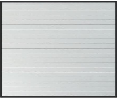 Vente-unique-Puerta de garaje seccional efecto ranurado blanco motorizada - NORIA