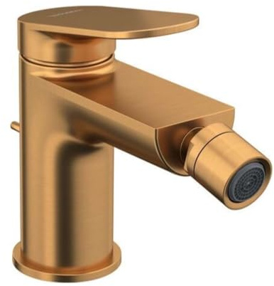Duravit Wave Einhebel-Bidetarmatur (Auslauf Höhe 85 mm), Bidetmischer mit Zugstangen-Ablaufgarnitur, Bronze Gebürstet