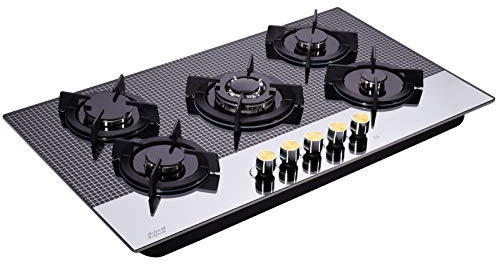 Hotfield 30 Inch Gas Cooktop Tempered Glass 5 Burners Stovetop Dual Fuel Gas Hob NG/LPG Convertible Gas Stove Top HF5178-01 Tempered Glass
