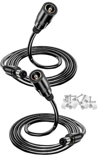 VOLTKARE 2er-Pack 18 AWG 5 m 12-V-DC-Verlängerungskabel, 5,5 x 2,1 mm Stecker auf Buchse, für LED Strip Light, IR Illuminator,Tapo WiFi IP-Kamera,6-36 Volt Adapter Power (Schwarz)