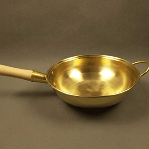 OQHAIR Cuisine en cuivre Pur u, Poêle à Frire, Poêle à Frire, Poêle à Frire en Laiton, Cuisson de Cuisine U (Taille : 32 cm) (36 cm)