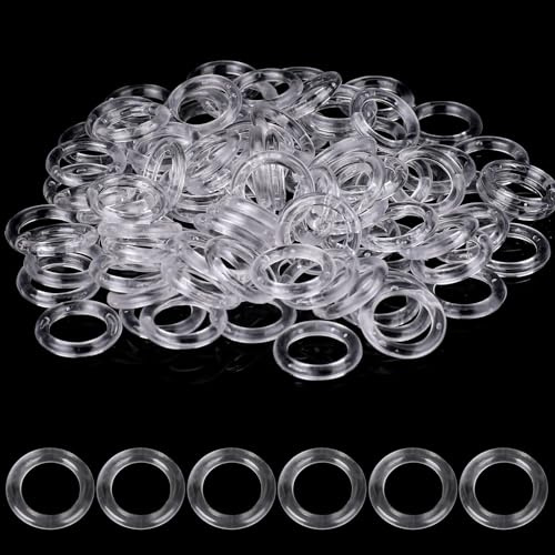 100 Pieces Roman Blind Rings - Clear Plastic O-Rings for Shades, Curtains, and DIY Blinds - Cafe Curtain Hardware