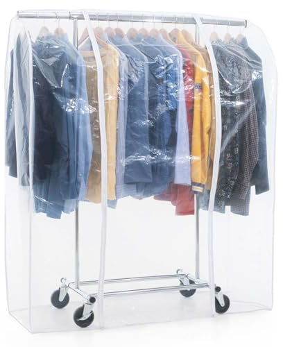 Tatkraft Darren & Protector - Schwerlast-Kleiderständer mit Schutzhülle, bis 100Kg, Schwerlast Faltschrank, Kleiderständer auf Rollen mit Abdeckung