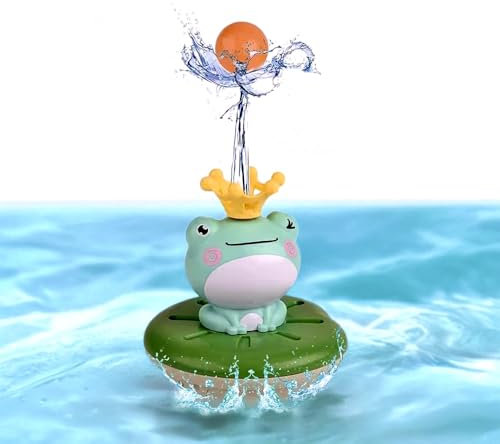 SPITZER TOYS® Schwimmender Badefrosch mit Wassersprinkler, Badespielzeug für Badewanne & Pool, Wasserspielzeug mit 15 cm Fontäne, Badewannenspielzeug ab 1 2 3 4 Jahre, Geschenk für Mädchen & Jungen
