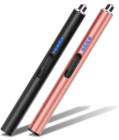 Electric Lighter USB Rechargeable Long Reach Arc Plasma Lighters for Candles, BBQ, Camping, Gas Stoves (‎Black & Rose Gold)