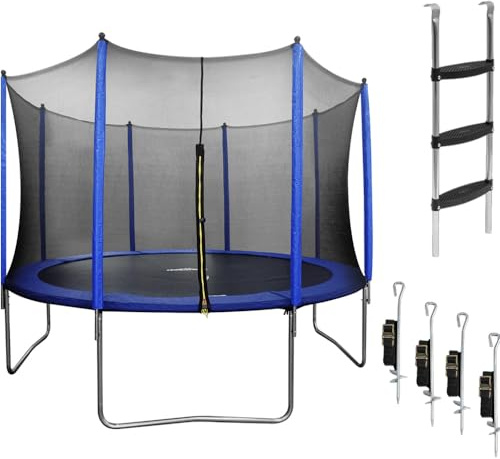 3.6m / 12ft Trampoline, Enclosure Net, Ladder & Anchors 150KG Max Garden Jump