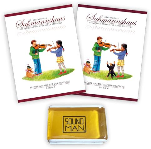 Früher Anfang auf der Bratsche, Band 3 u. Band 4 von Egon Saßmannshaus - ISBN ISMN 9790006536375 ISBN9790006536382 + Soundman Kolophonium für Viola (Starterset)
