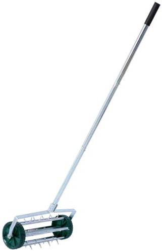 Lawn Aerator, 18inch Heavy Duty Rolling Aerator with Sharp Spikes, Manual Aerator Tool with Long Handle, Push Grass Lawn Aerator for Garden Yard