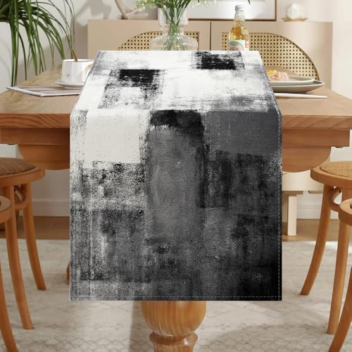 LOZULO Modern Leinenoptik Tischläufer Grau Wasserabweisend | Abwaschbar Tischläufer Esstisch Tisch Dekoration für Hochzeiten Outdoor Drinnen Urlaub Party Dekor 40 x 180 cm