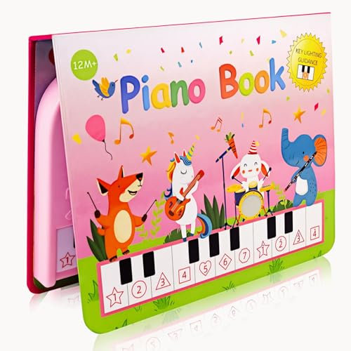 Toys for 1+ Year Old Girls: Love&Mini 18 Keys Pink Piano Book Toys with Lights and Sounds, Multi Fun Learning Music Toys for Toddlers Ages 1-3 Years, Birthday Easter Gifts for 1 2 3 Year Old Girls