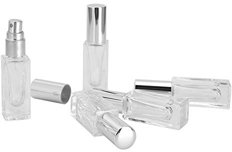 5 st Mini sprayflaskor, tom glas parfym sprayflaska Påfyllningsbar spray Atomizer Parfymflaska Resestorlek Toalettartiklar Provdispenser (6 ml)