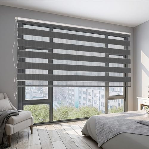 Verdunklungsrollo Klemmfix 45 x 160 cm Sichtschutz Sonnenschutz 100% Verdunkelung Dachfenster Rollo Inkl. Montagematerial für Fenster Und Tür, Dunkelgrau